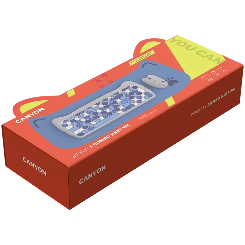 Kabelloses Tastatur- und Maus-Set CANYON HSET-W6 Kitty Edition AAA AA Blau