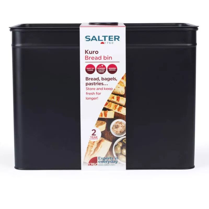Brotkasten Salter BW124581EU7 Kuro-Stahldesign – Aufbewahrung aus Edelstahl für Brot und Backwaren