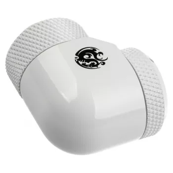Adapter 90° G1/4 Außengewinde auf 14 mm Hardtube, drehbar — BitsPower BP-DWE90RML14, weiß