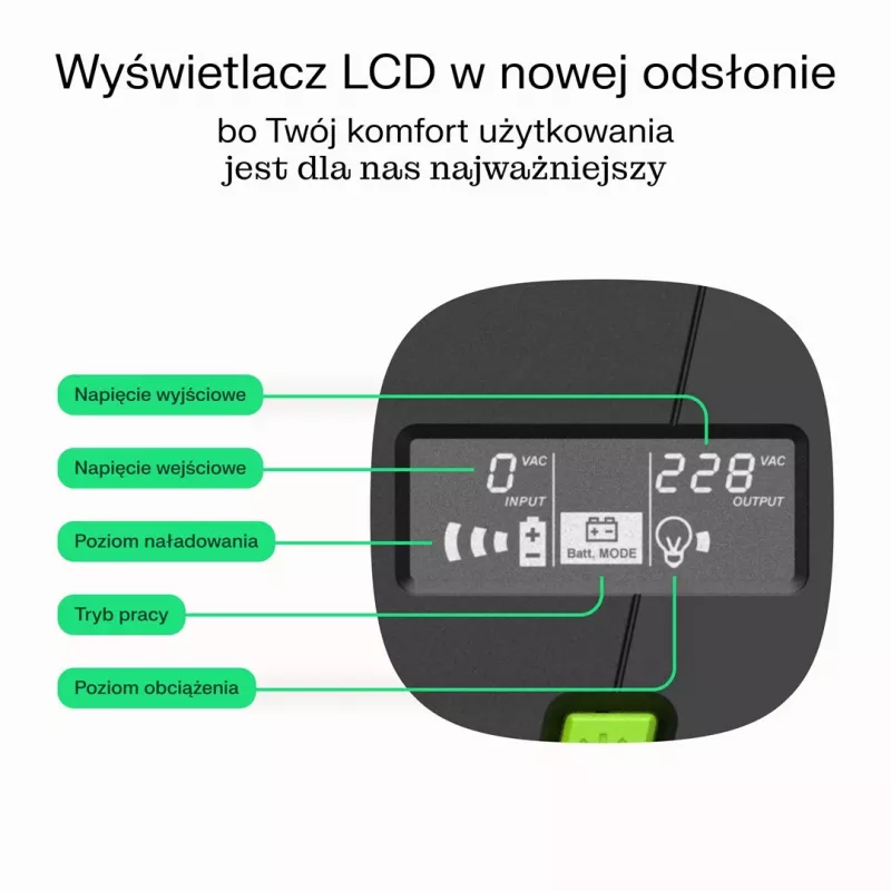 Unterbrechungsfreie Stromversorgung Grün Cell UPSLP480 0,75 kVA (480 W) 4 AC-Ausgänge, 2×12 V 7 Ah VRLA, Tower, AVR