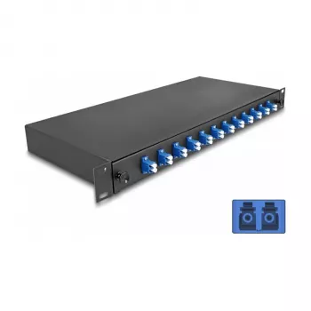 Glasfaser-Spleißbox DeLOCK 67003 Schwarz Metall 483x220x44mm