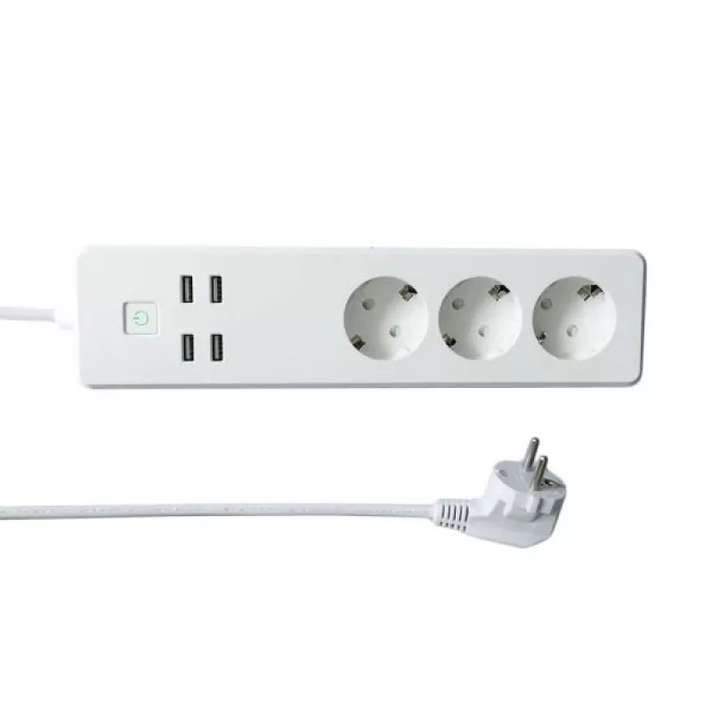 WOOX R4028 Smart Multi-Plug / smarte Steckerleiste, 3x Schuko, 4x USB, betrieben durch TUYA, Weiß
