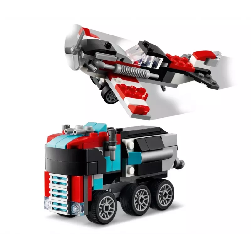 LEGO Creator 2-in-1 Pritschenwagen mit Hubschrauber Set 31146, umbaubares Modell für Kinder
