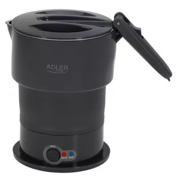 Elektrischer Wasserkocher Adler AD 1377G, 0,6 L Fassungsvermögen, 600 W, grau, Kunststoff/Silikon/Edelstahl