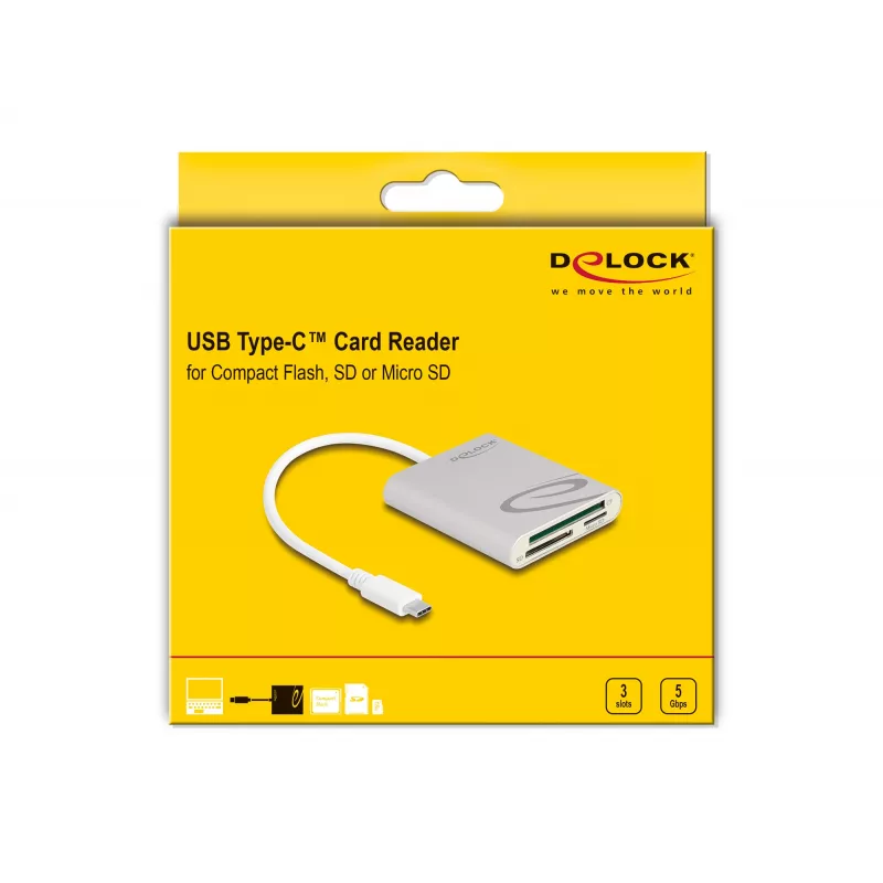 Kartenleser DeLOCK 91005 USB 3.2 Gen 1 Type-C Grau CF MMC MicroSD