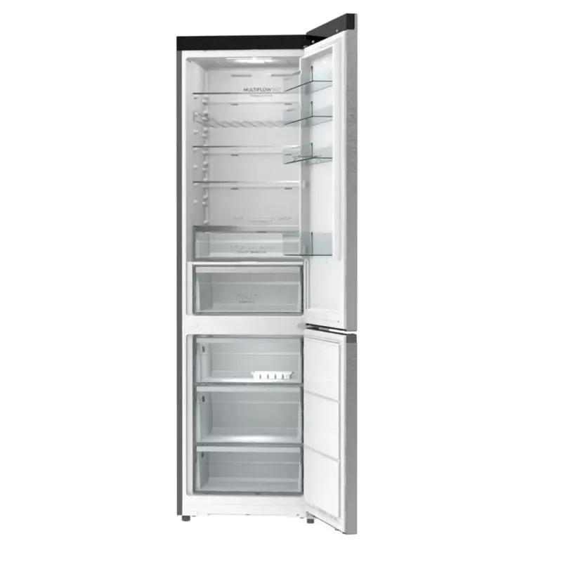 Kühl-Gefrierkombination Gorenje NRB620E61X4WFE, freistehend, Edelstahl, Gesamtkapazität 413 L, Gefrierfach unten 130 L, NoFrost, LED-Anzeige