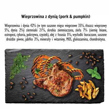 Trockenfutter für Hunde PAKA ZWIERZAKA Schwein mit Kürbis L 9 kg – Adult Maintenance, Single-Protein, 29 % Protein, 15 % Fett