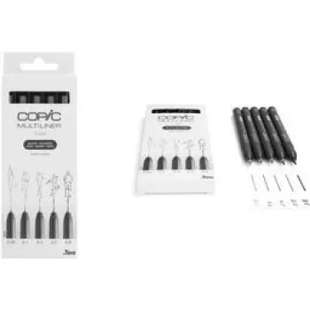 COPIC Multiliner Fineliner schwarz 0,05 + 0,1 + 0,3 + 0,5 + 0,8 mm, 5 St. (22075635)