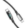 Vention Cotton Braided USB 2.0 C Male to C Male 5A Kabel With LED Display 1.2M Schwarz Zinc Alloy Type