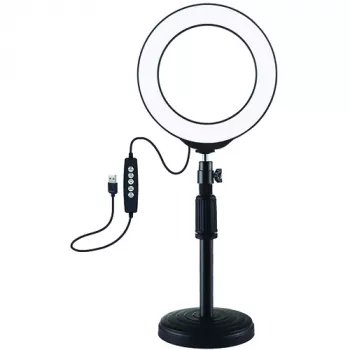 LED-Ringleuchte 16 cm mit Stativ bis 33 cm, USB, RGBW