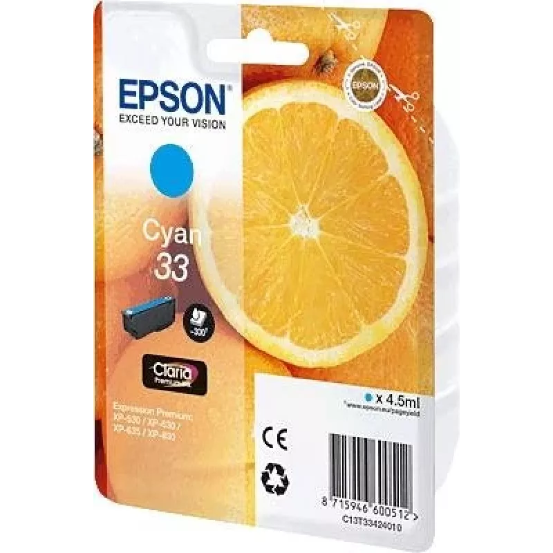 Epson Oranges C13T33424010 Tintenpatrone 1 Stück Original Cyan
