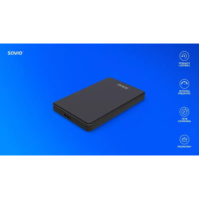 Festplatten-/SSD-Gehäuse SAVIO AK-65 Schwarz 2,5 Zoll SATA USB 3.0 5 Gbit/s Micro-USB