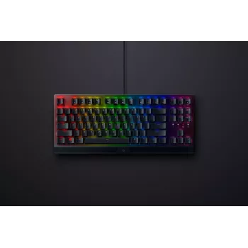 Mechanische Gaming-Tastatur Razer SchwarzWidow V3 Tenkeyless — USB, QWERTY US, Razer Gelb Switches, RGB-Hintergrundbeleuchtung, schwarz