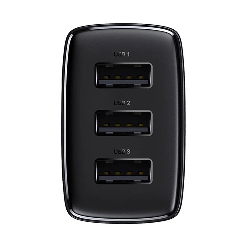 Baseus Kompakt-Schnellladegerät, 3x USB, 17 W (Schwarz)