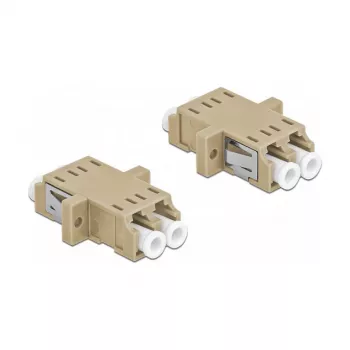 Glasfaseradapter DELOCK LC Buchse zu Buchse OM2 Duplex (2 Stück, Polybeutel)