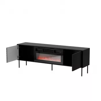 TV-Schrank Cama Meble CORTINA 180x40x60 cm schwarz mit schwarzem Kamin