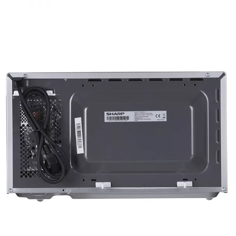 Kombi-Mikrowelle Sharp YC-MG01E-S — 20 l, 800 W Mikrowelle, 1000 W Grill, 5 Leistungsstufen, Drehregler, 25,5 cm Drehteller