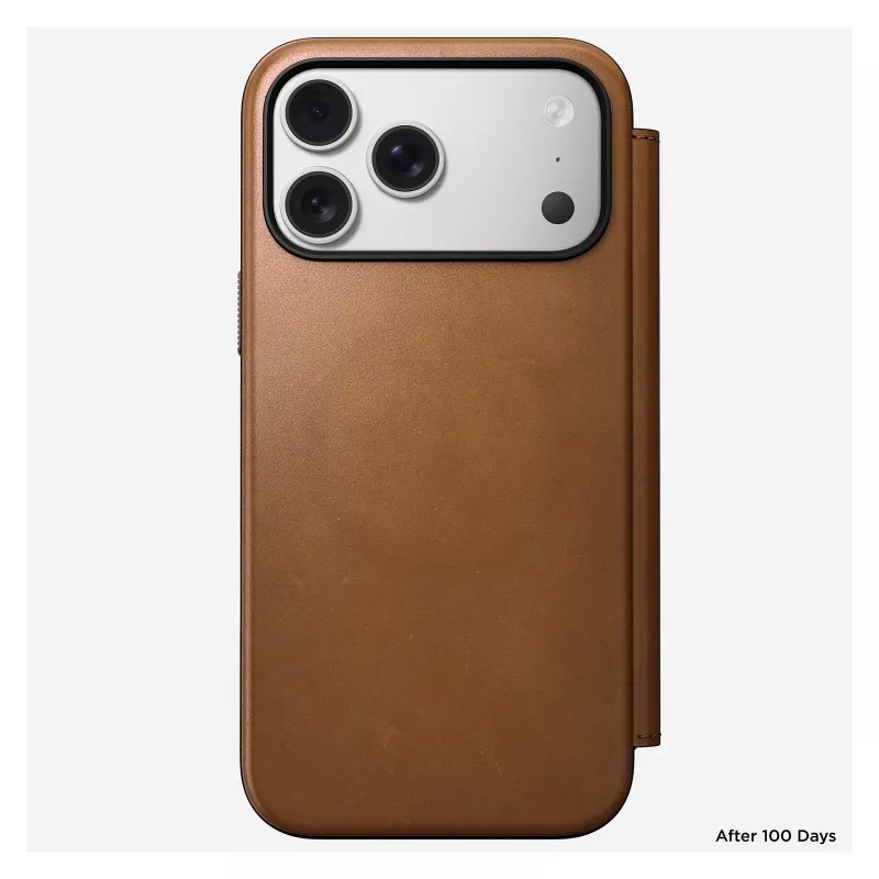 Mobiltelefon-Folio Nomad Modern Leather Folio Hülle für iPhone 17 Pro Max – Tan, passend für bis zu 17,5 cm (6,9 Zoll) Bildschirm, 4 Kartenfächer