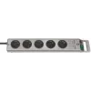 Brennenstuhl 1153340115 Mehrfachsteckdose Super-Solid Line 5-fach 2,5 m H05VV-F 3G1,5, Silber (1153340115)