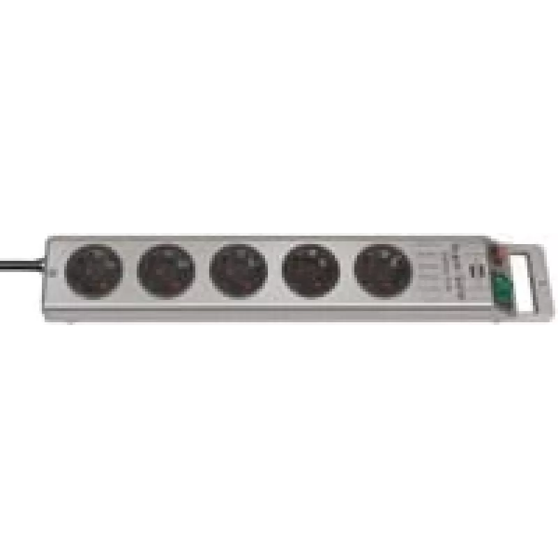 Brennenstuhl 1153340115 Mehrfachsteckdose Super-Solid Line 5-fach 2,5 m H05VV-F 3G1,5, Silber (1153340115)