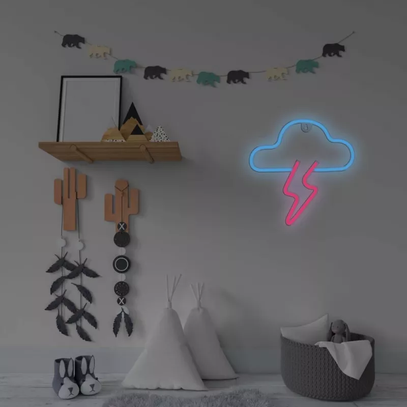 Neonlicht MANTA SNL71BL Wolke mit Blitz Blau‑Pink – dekoratives LED-Neonschild