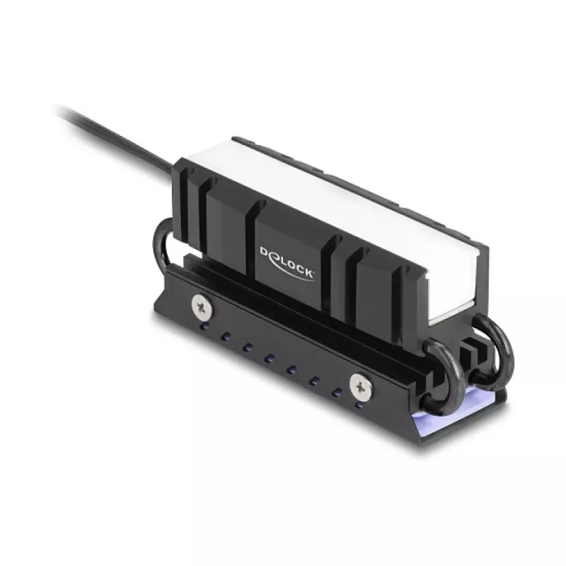 Kühlkörper DELOCK 18460 für M.2 SSD 2280 — Aluminium/Kupfer, RGB 5V, Schwarz