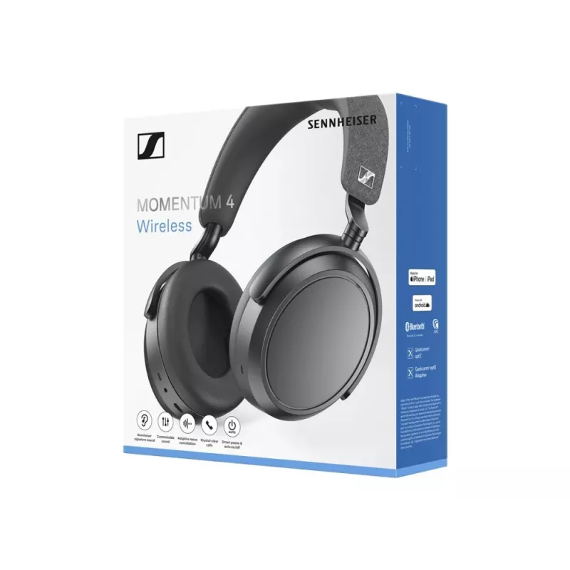 SENNHEISER Momentum 4 Kabellose Bluetooth Noise-Cancelling-Kopfhörer - Schwarz