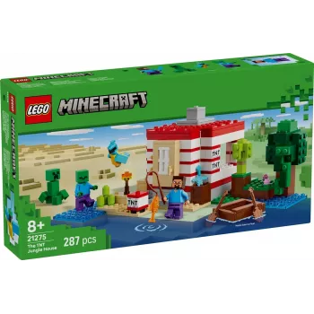 LEGO Minecraft Set 21275 TNT Dschungelhaus Bauspielzeug, 287 Teile, 2 Minifiguren, ab 8 Jahren