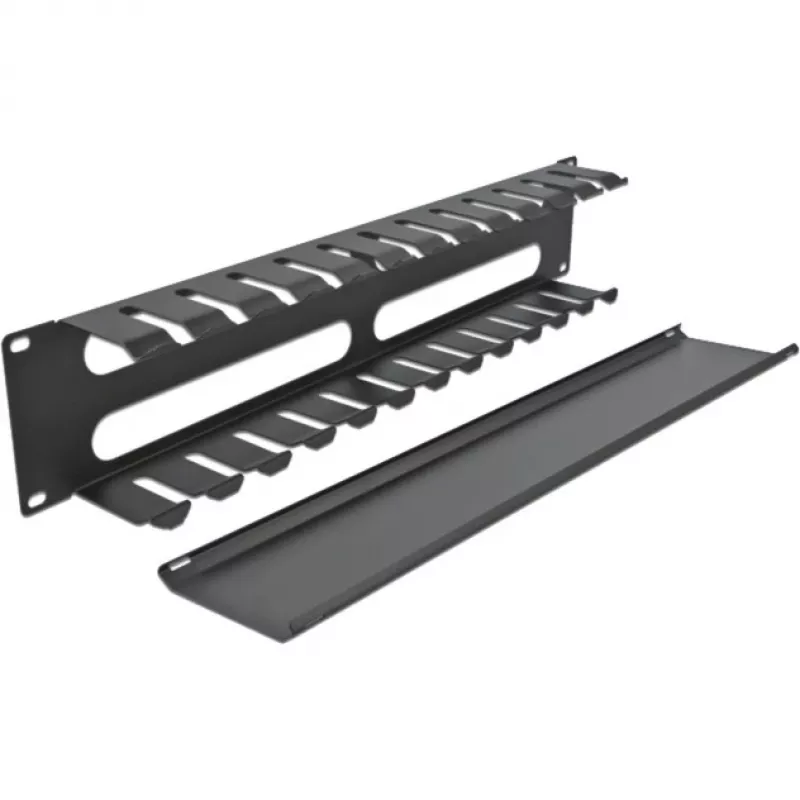 DeLOCK - Kabelführungsplatte für Schaltschrank - Schwarz - 2U - 48,3 cm (19) (66553)