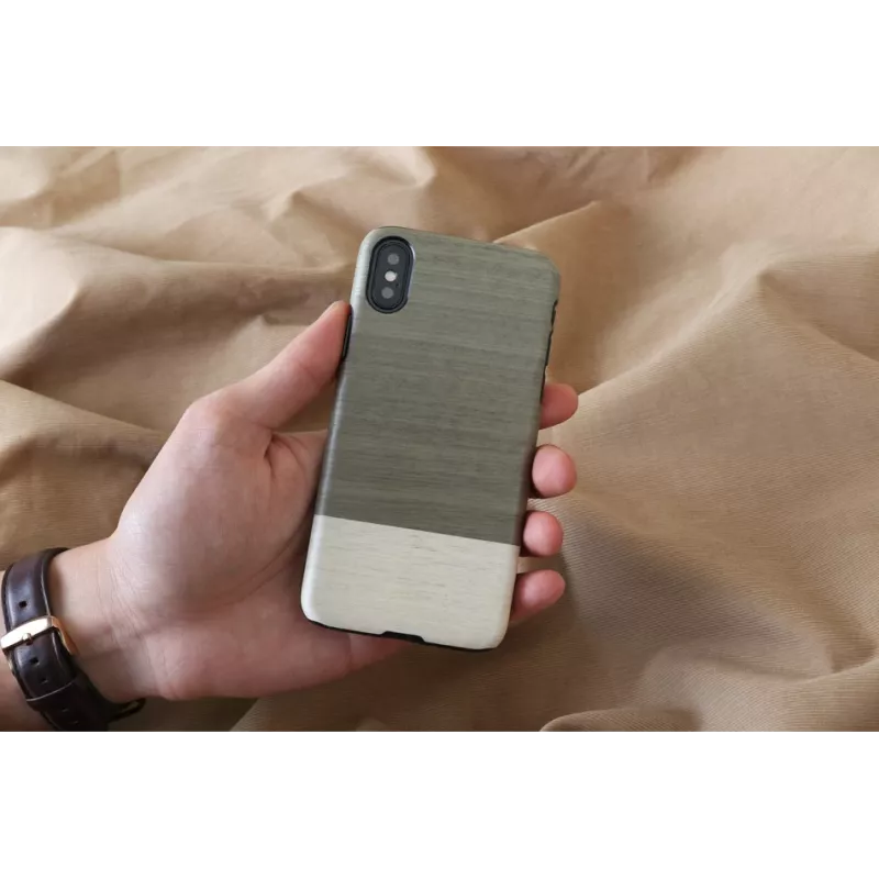 Smartphone-Hülle man and wood für iPhone X/XS — schwarz, schützende Hartschalen-Rückseite