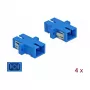 Glasfaseradapter SC-Buchse auf SC-Buchse, DELOCK 85990, blau, 4er-Pack