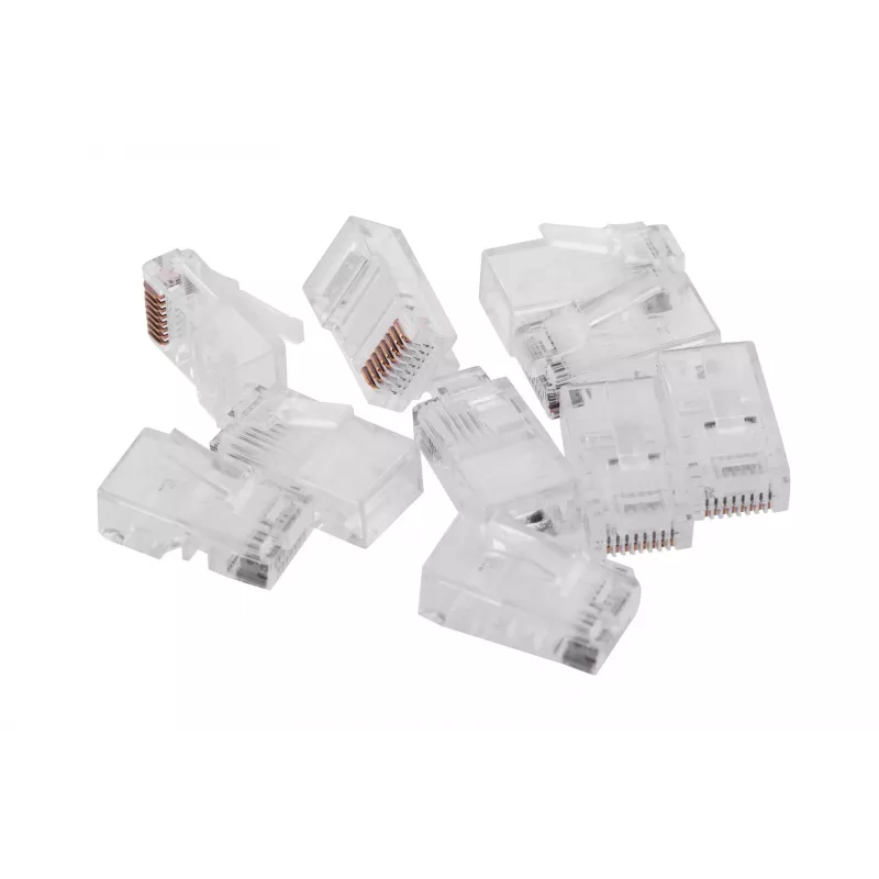 RJ45-Stecker GEMBIRD PLUG3UP6/100, Cat5, gerader Stecker, transparent, vergoldete Kontakte, 100er-Pack