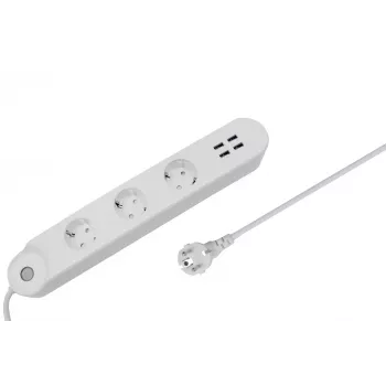 Intelligente Steckdosenleiste Denver SHP-300U 3 AC-Steckdosen Typ E 4 Weiß