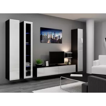 Cama geschlossen Schrank VIGO '180' 180/40/30 weiß/schwarz glänzend