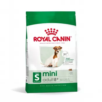 Trockenfutter für Hunde Royal Canin Mini Adult 8+ Senior Geflügel & Reis Gemüse, 8 kg, für kleine Rassen (5–10 kg)
