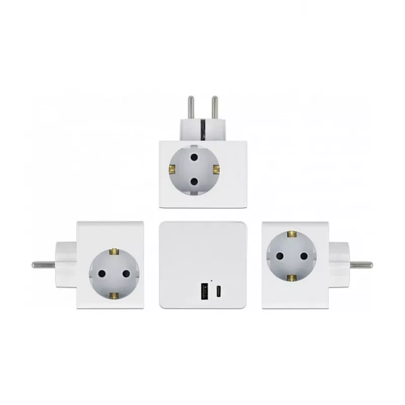 DeLOCK 11501 Netzstecker-Adapter Typ F Weiß 3A USB-Ports