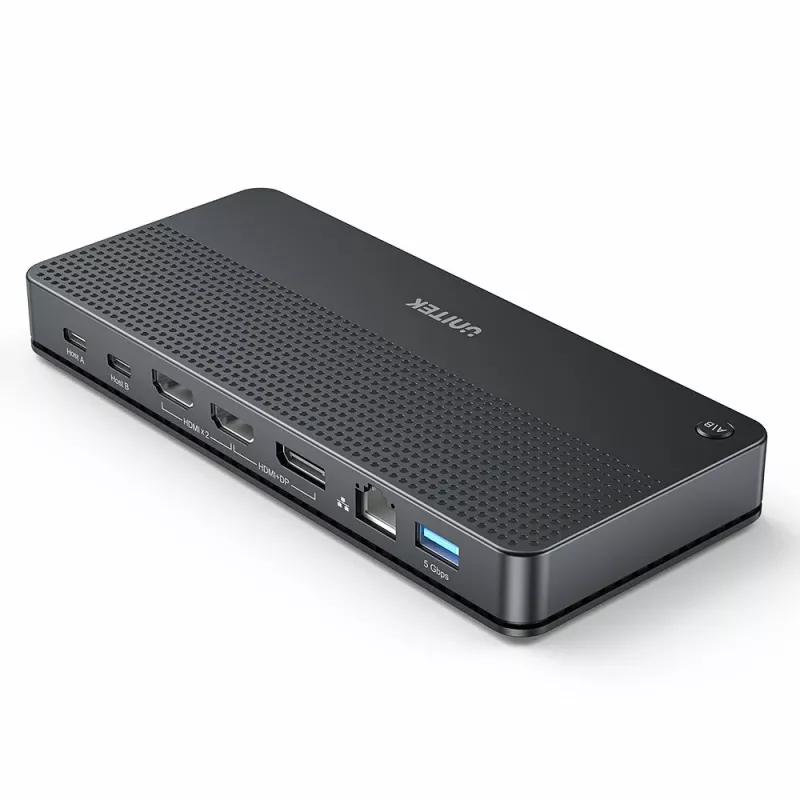 Dockingstation UNITEK D1103A01 USB4 Kabelgebunden Schwarz 100W Power Delivery
