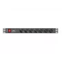 Lanberg | Stromverteilungseinheit (PDU) 19 Zoll 1U 10A 2M 7x Schuko-Steckdosen | PDU-07F-0200-IEC-BK