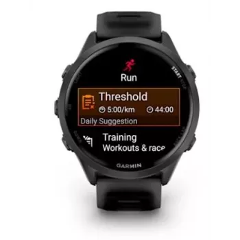 Smartwatch GARMIN Forerunner 570 — 47 mm schiefergraues Aluminiumgehäuse, transluzentes schwarzes Silikonarmband