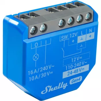 Intelligenter Schalter Shelly 1 Gen4, drahtlos, 240 V AC, Bluetooth 5.0/Wi‑Fi/ZigBee, Kunststoffgehäuse, 42×16×37 mm, 2er-Pack