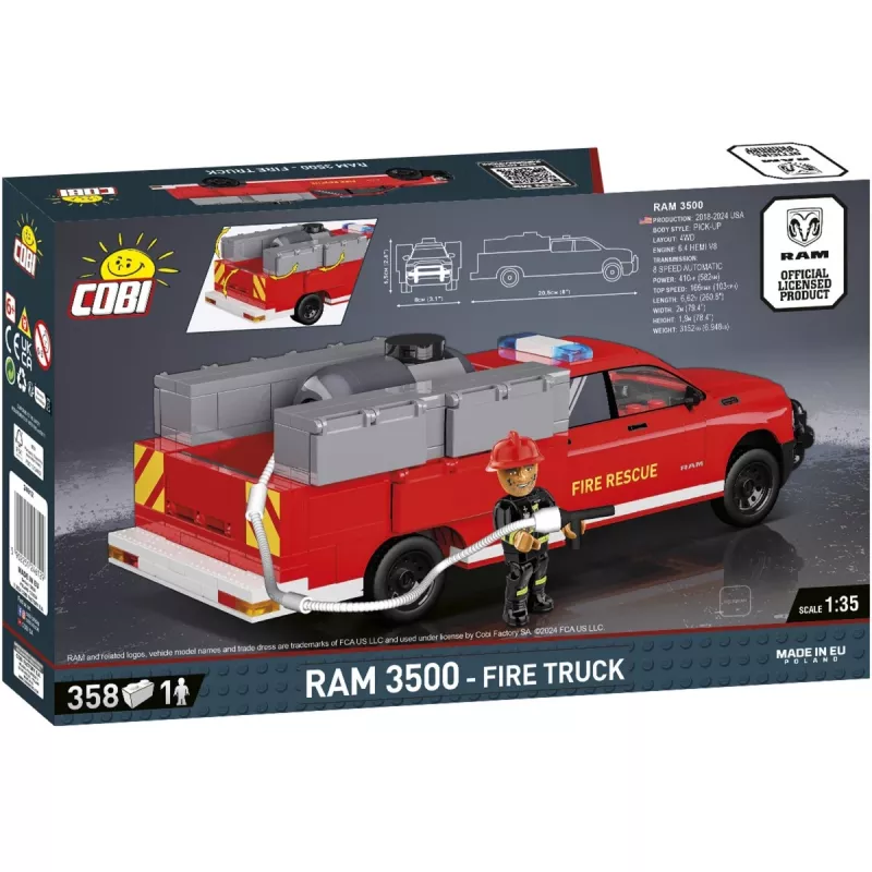 Aufbaubares Konstruktionsspielzeug Cobi RAM 3500 Feuerwehrwagen COBI-24612 2-in-1-Modellset