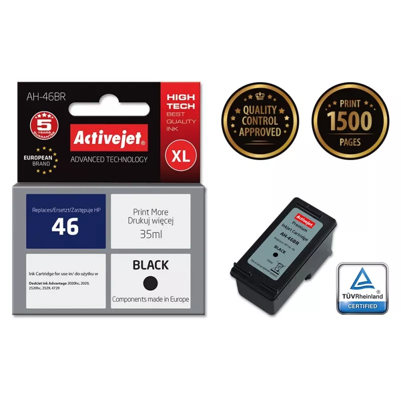 Activejet AH-46BR Tinte (Ersatz für HP 46 CZ637AE; Premium; 35 ml; schwarz)