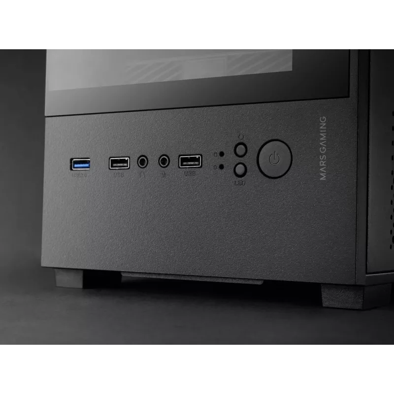 Mini-Tower-PC-Gehäuse TACENS Mars Gaming MC-SE2 — Mini-ITX / Micro-ATX, schwarz, Seitenfenster, Boden-Netzteil, unterstützt 2x2,5 Zoll + 1x3,5 Zoll
