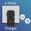 Qoltec 52381 Super Quick PD-Ladegerät | 1xUSB-C | 1xUSB | 90W | 5-20V | 2,4-4,35A | Schwarz