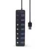 USB-Hub Gembird UHB-U3P7P-01, 7-Port USB 3.2 Gen 1 (Typ-A), 0,24 m Kabel, schwarz