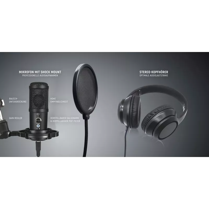 Studiomikrofon Easypix 62021 Schwarz