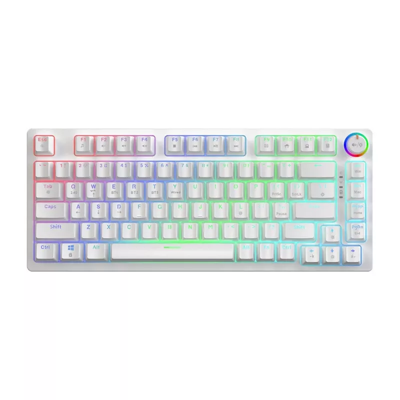 SAVIO PHENIX WHITE Kabellose Mechanische Tastatur, Gateron Red Pro, ABS