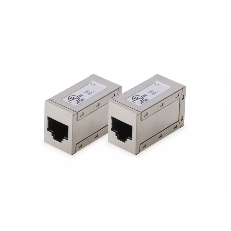 Digitus CAT 6 Modular-Kupplung, geschirmt, 2 Stück, RJ-45, Goldkontakte, Silber