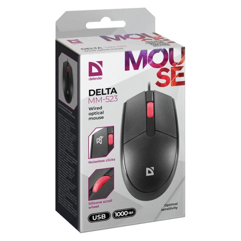 DEFENDER DELTA MAUS MM-523 SCHWARZ OPTICAL (52523)