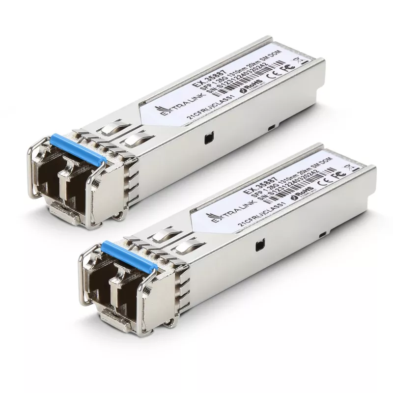 Extralink SFP 1.25G Modul 2er-Pack, 1.25Gbps, LC/UPC, 1310nm, 20km, Single Mode, DOM